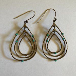 SOLD! Gold Dangly Earrings with blue accent beads